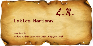 Lakics Mariann névjegykártya